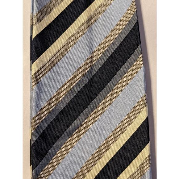 Hermes Paris Vintage 100% Silk Blue Stripe Neck Tie Authentic - Picture 3 of 11